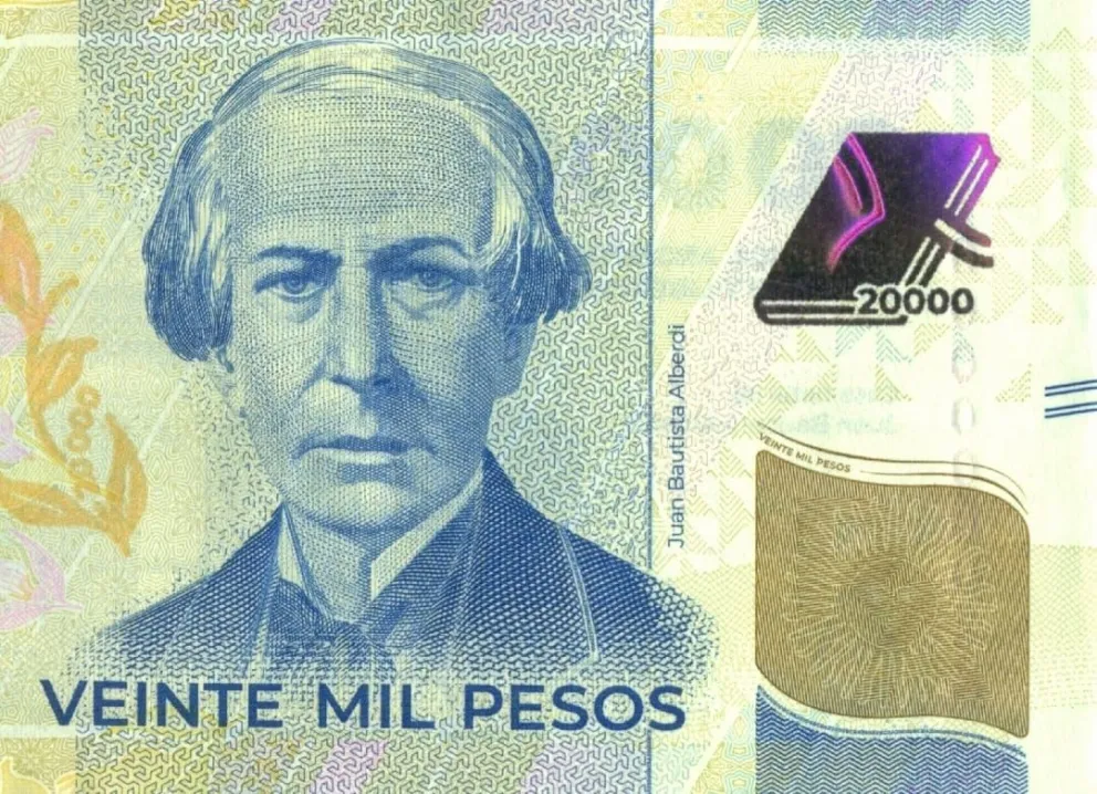 El billete tiene la imagen de Juan Bautista Alberdi en el anverso y la recreación de la casa natal del abogado, escritor, periodista, filósofo, economista, diplomático y político argentino en el reverso. 