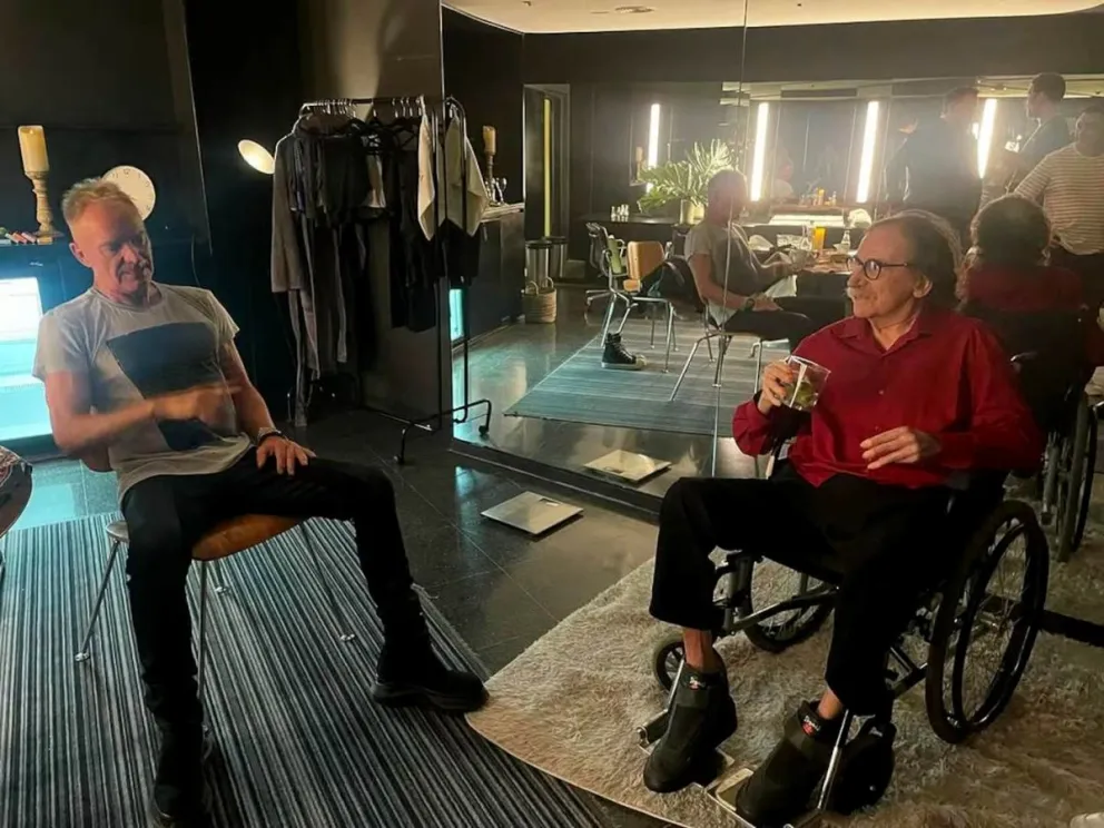 Sting y Charly en el encuentro en el Movistar Aena, en frebrero.