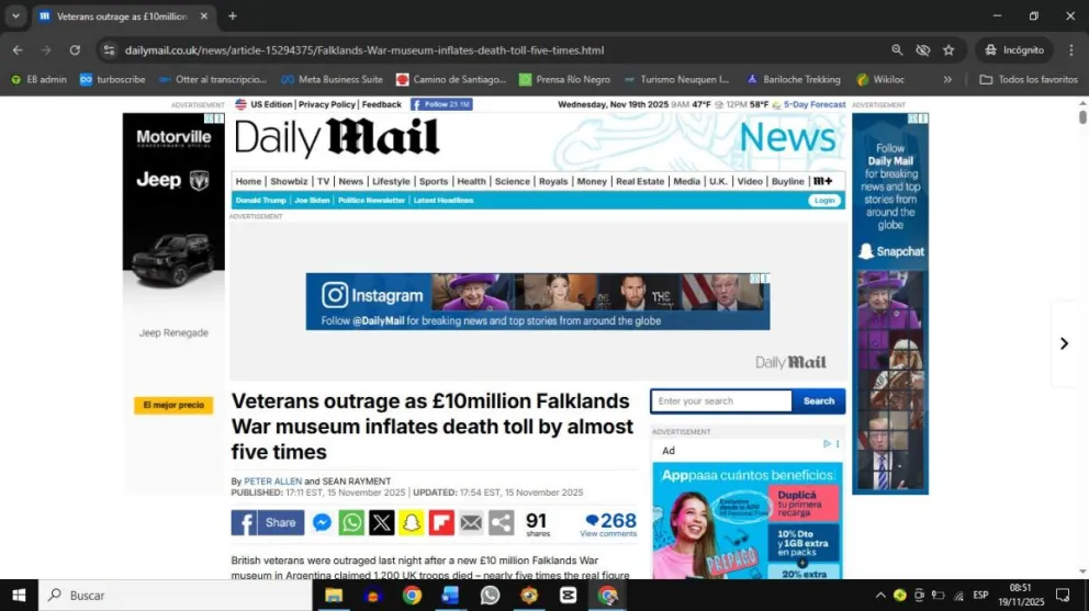 Diario inglés polemiza con el Museo Malvinas