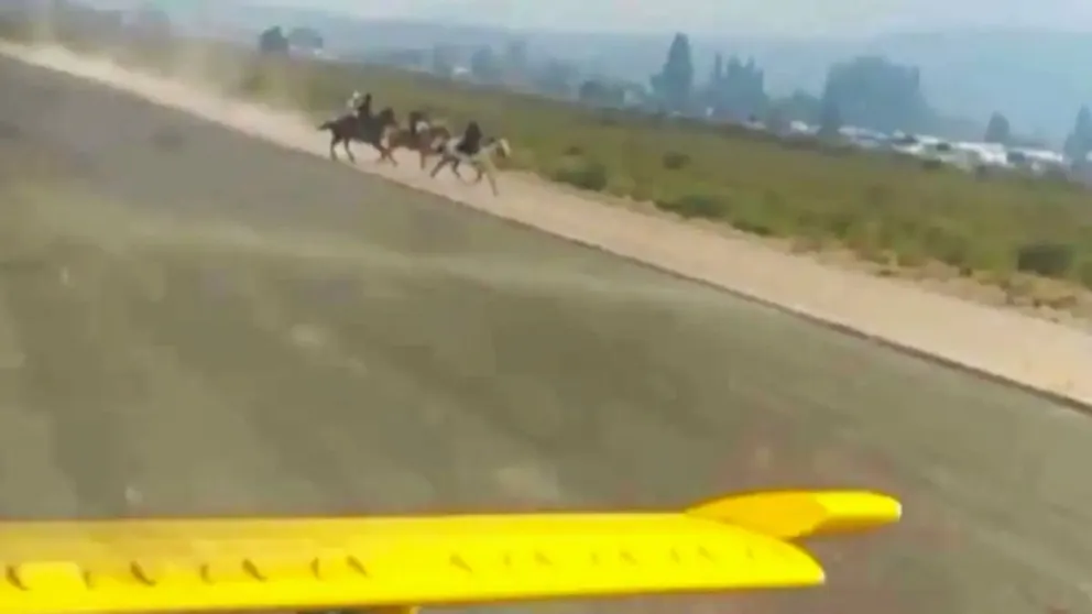 En febrero un piloto aterrizó mientras cruzaban a caballo por la pista