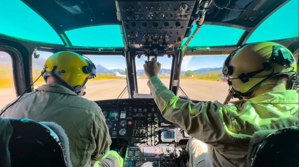 Para los trabajos en terreno se utilizó el helicóptero recientemente contratado por el Gobierno de Río Negro. Crédito: Gobierno de Rio Negro.