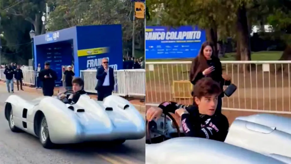 Marcha atrás: Colapinto sacó al Mercedes de Fangio retrocediendo