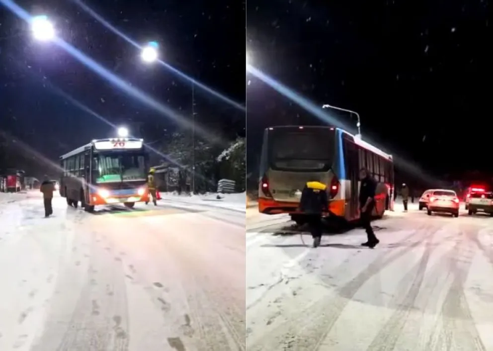 A apenas 10 metros de distancia, dos micros de Mi Bus ocasionaron problemas en el centro